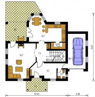 Mirror image | Floor plan of ground floor - KLASSIK 125 BRNO